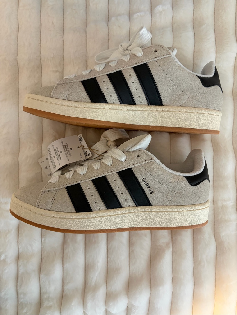Adidas Campus Women’s Suede Sneakers - Off-White with Black Stripes